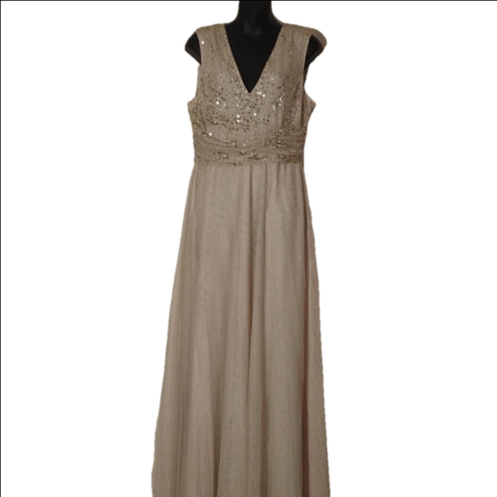 Asos  cream/ nude /blush floor length dress. Size 10. Perfect for the wedding .